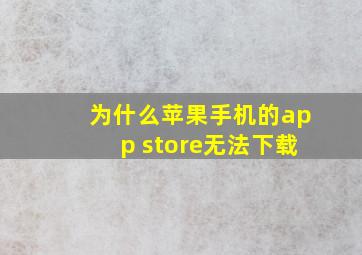 为什么苹果手机的app store无法下载